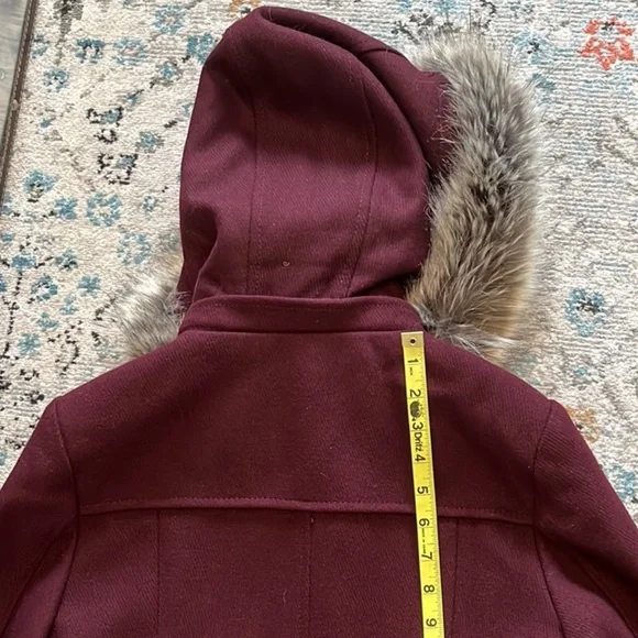 Kenneth Cole Wool Coat with Detachable Faux Fur Trim Hood - Picture 14 of 16